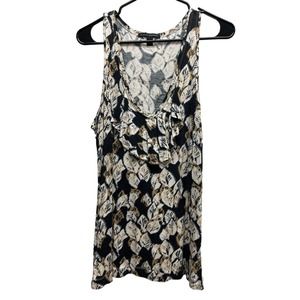 Banana Republic - Leaf, Ruffled Swoop Neck Tank - Size Large